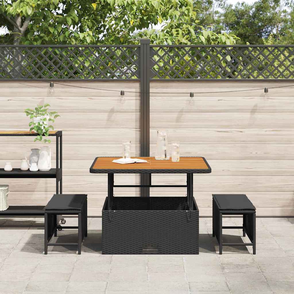 Garten Essgruppe Schwarz Poly-Rattan