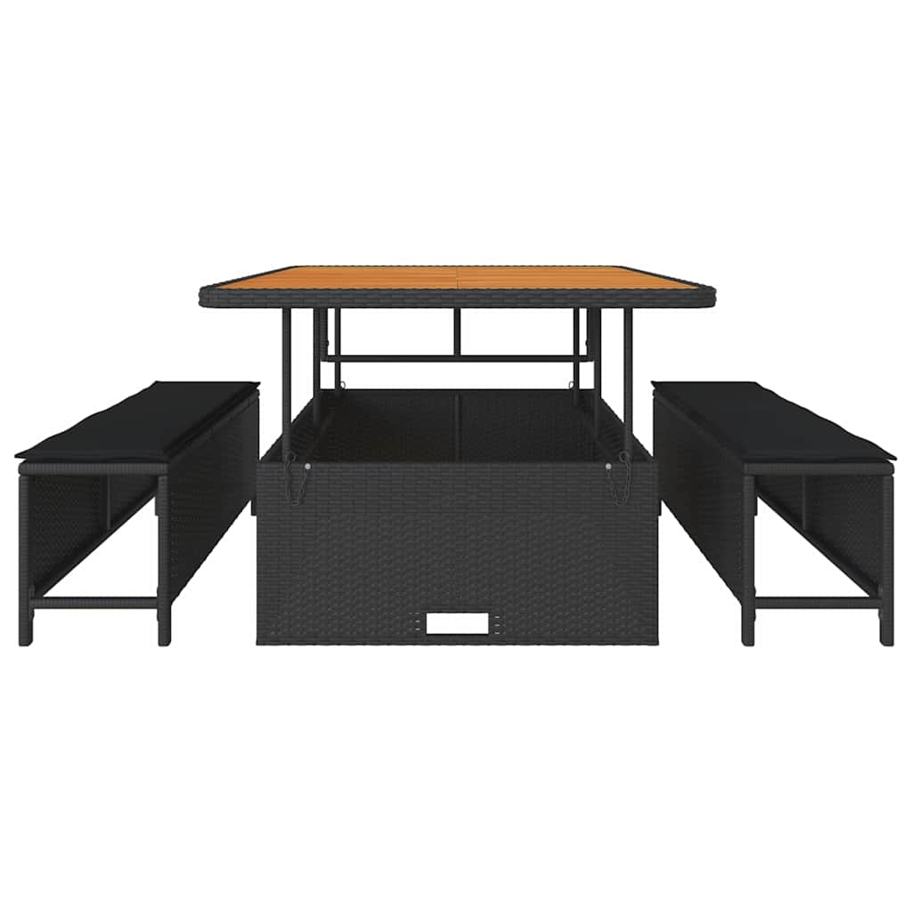 Garten Essgruppe Schwarz Poly-Rattan