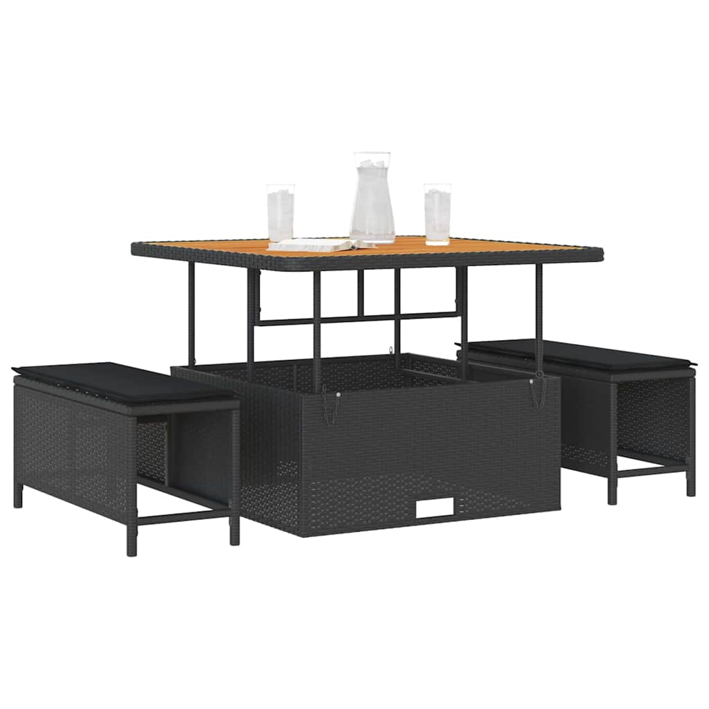 Garten Essgruppe Schwarz Poly-Rattan