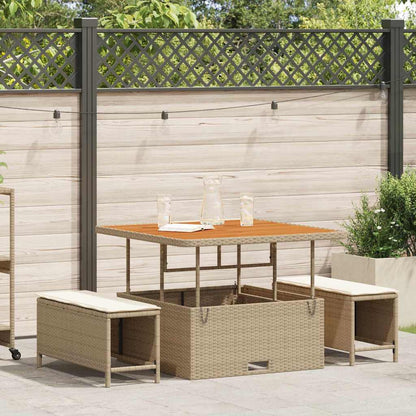 Garten Essgruppe Beige Poly-Rattan