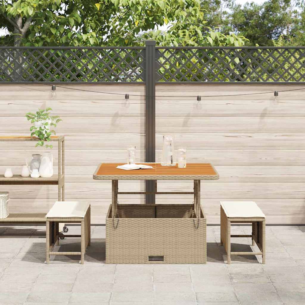 Garten Essgruppe Beige Poly-Rattan