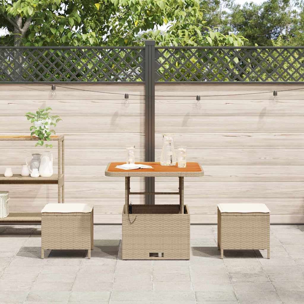 Garten Essgruppe Beige Poly-Rattan