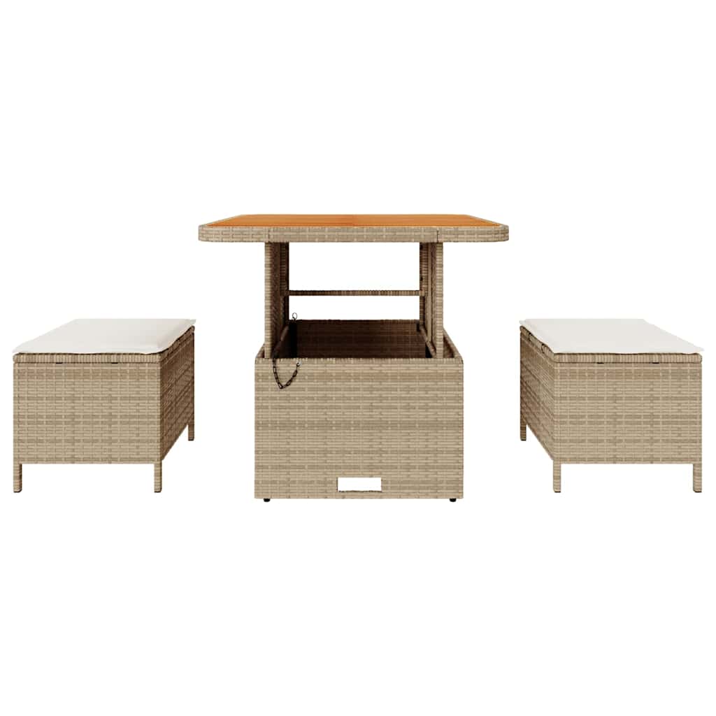Garten Essgruppe Beige Poly-Rattan