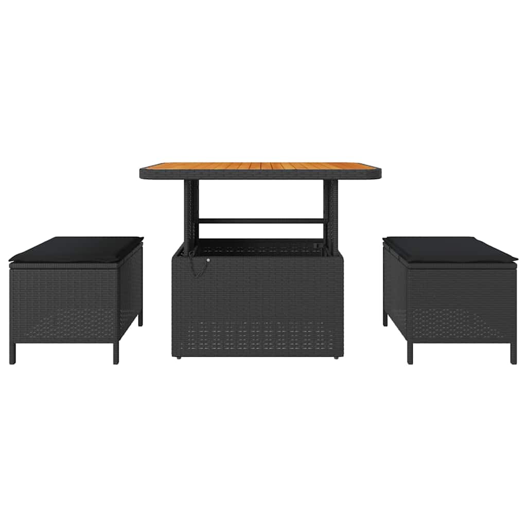 Garten Essgruppe Schwarz Poly-Rattan