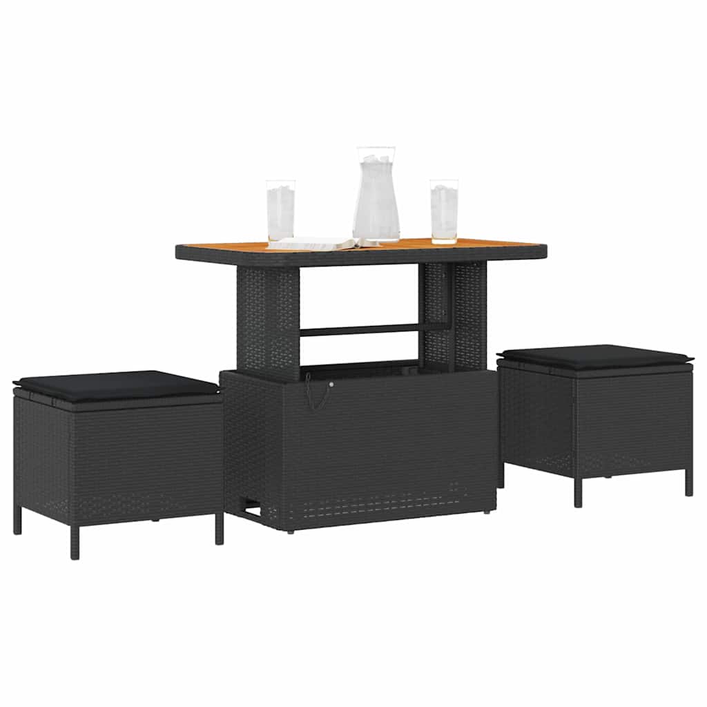 Garten Essgruppe Schwarz Poly-Rattan