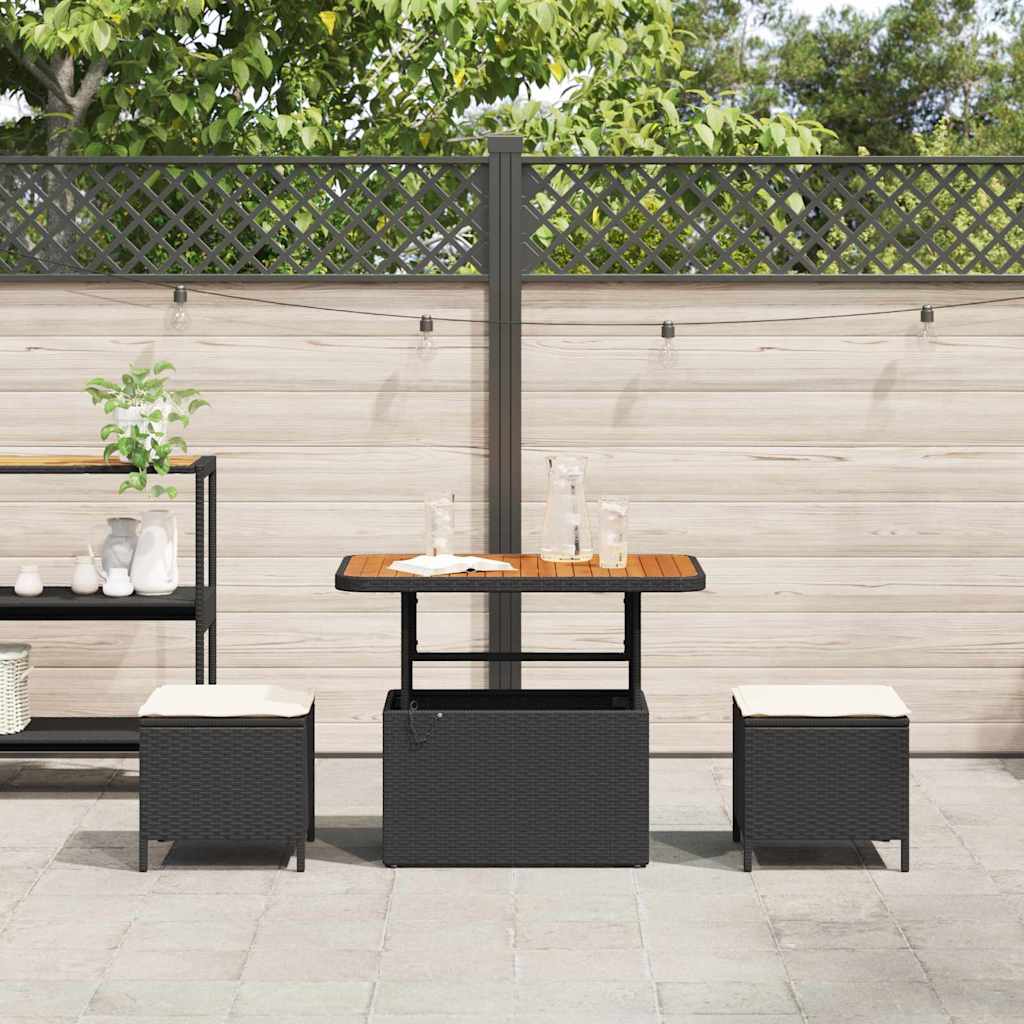 Garten Essgruppe Schwarz Poly-Rattan