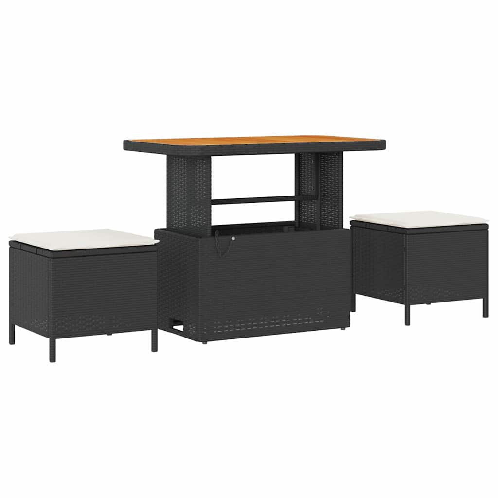 Garten Essgruppe Schwarz Poly-Rattan