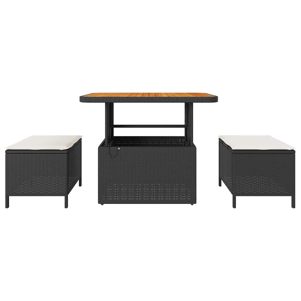 Garten Essgruppe Schwarz Poly-Rattan