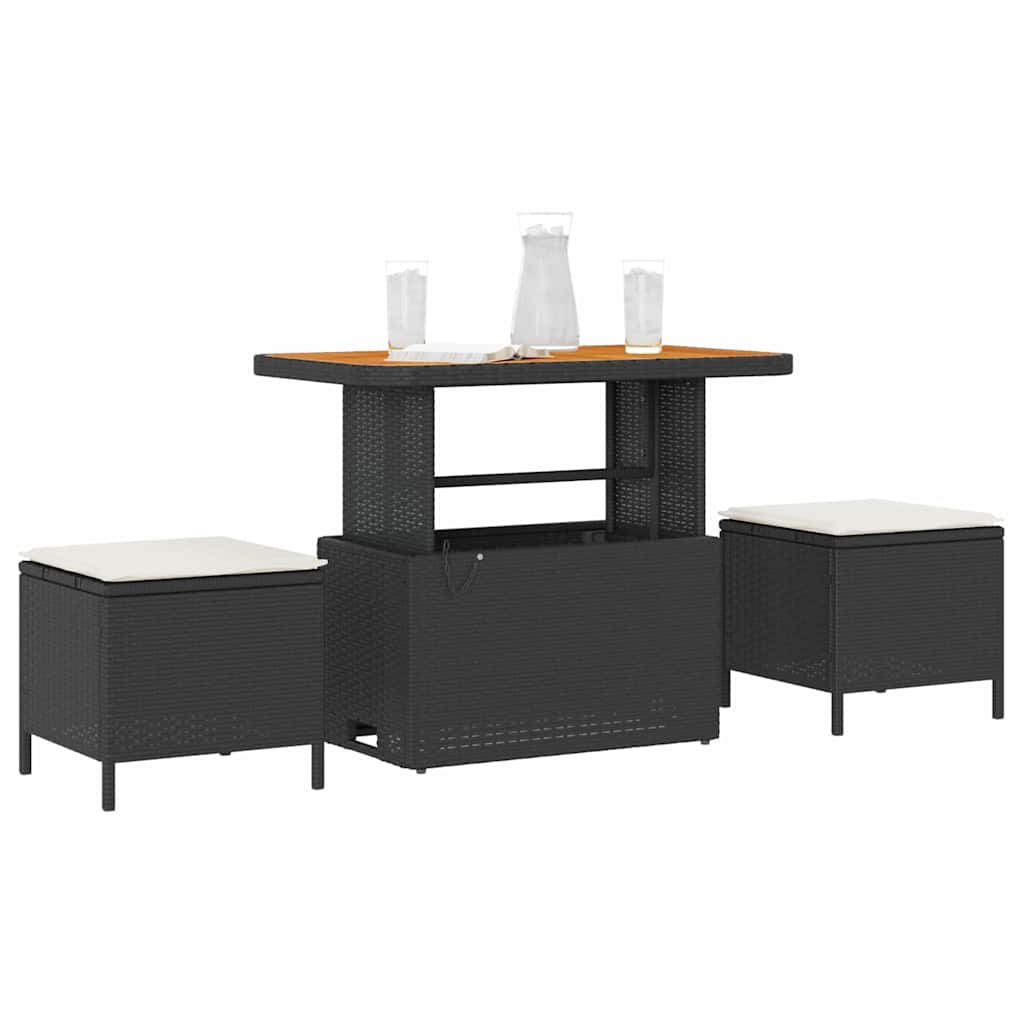 Garten Essgruppe Schwarz Poly-Rattan