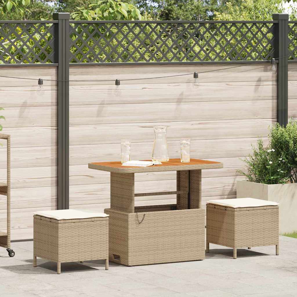 Garten Essgruppe Beige Poly-Rattan