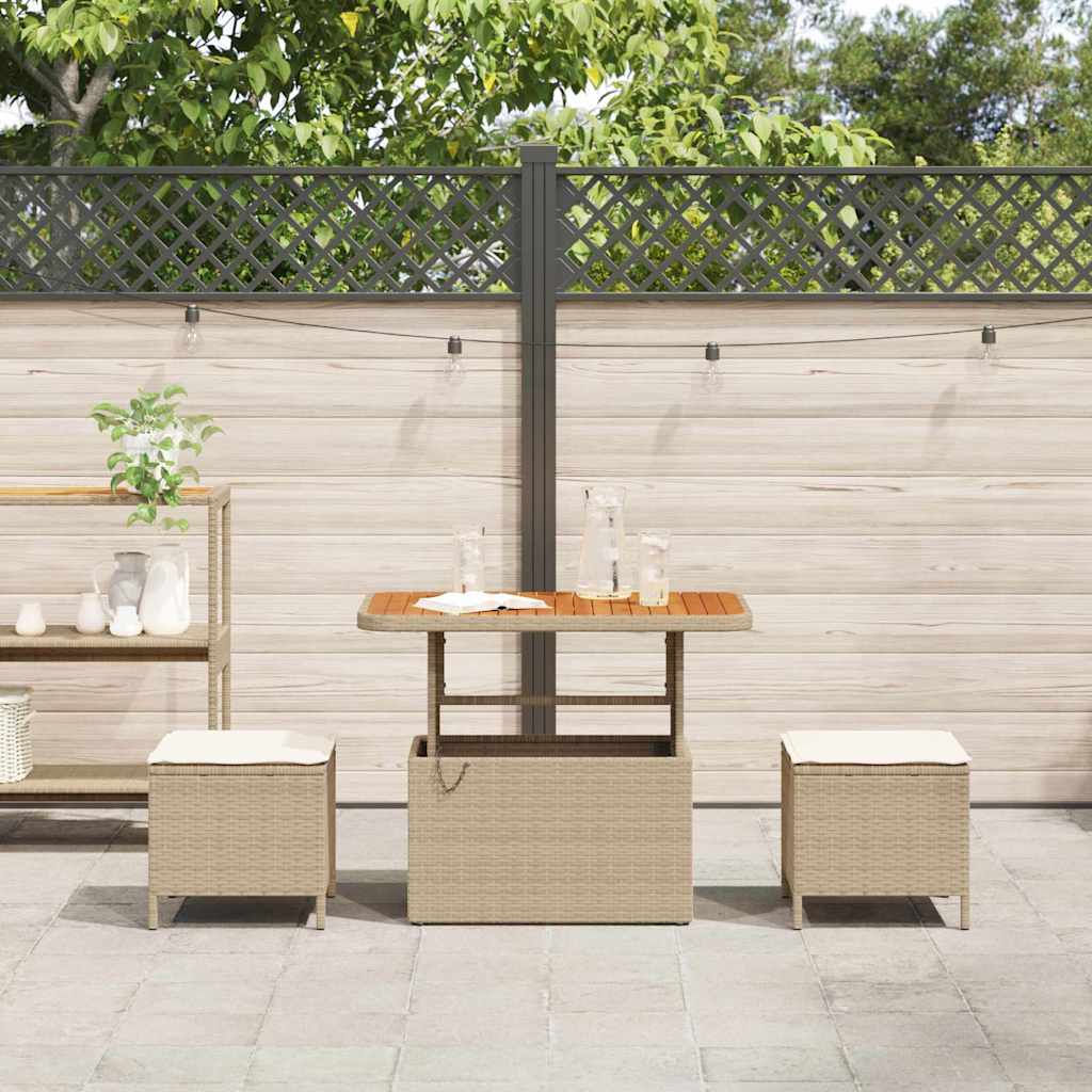 Garten Essgruppe Beige Poly-Rattan