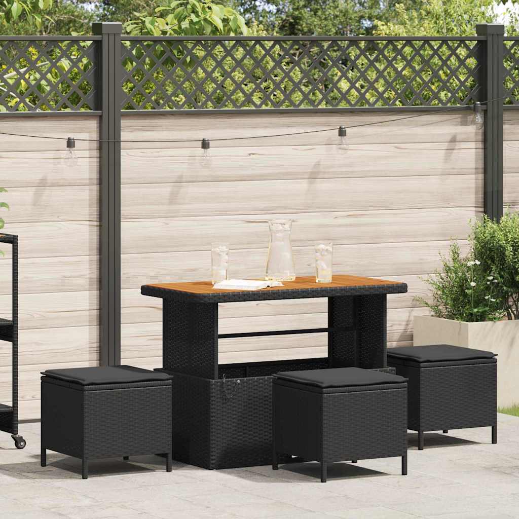 Garten Essgruppe Schwarz Poly-Rattan