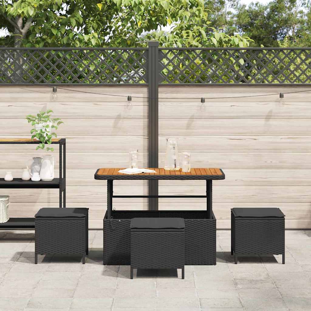 Garten Essgruppe Schwarz Poly-Rattan