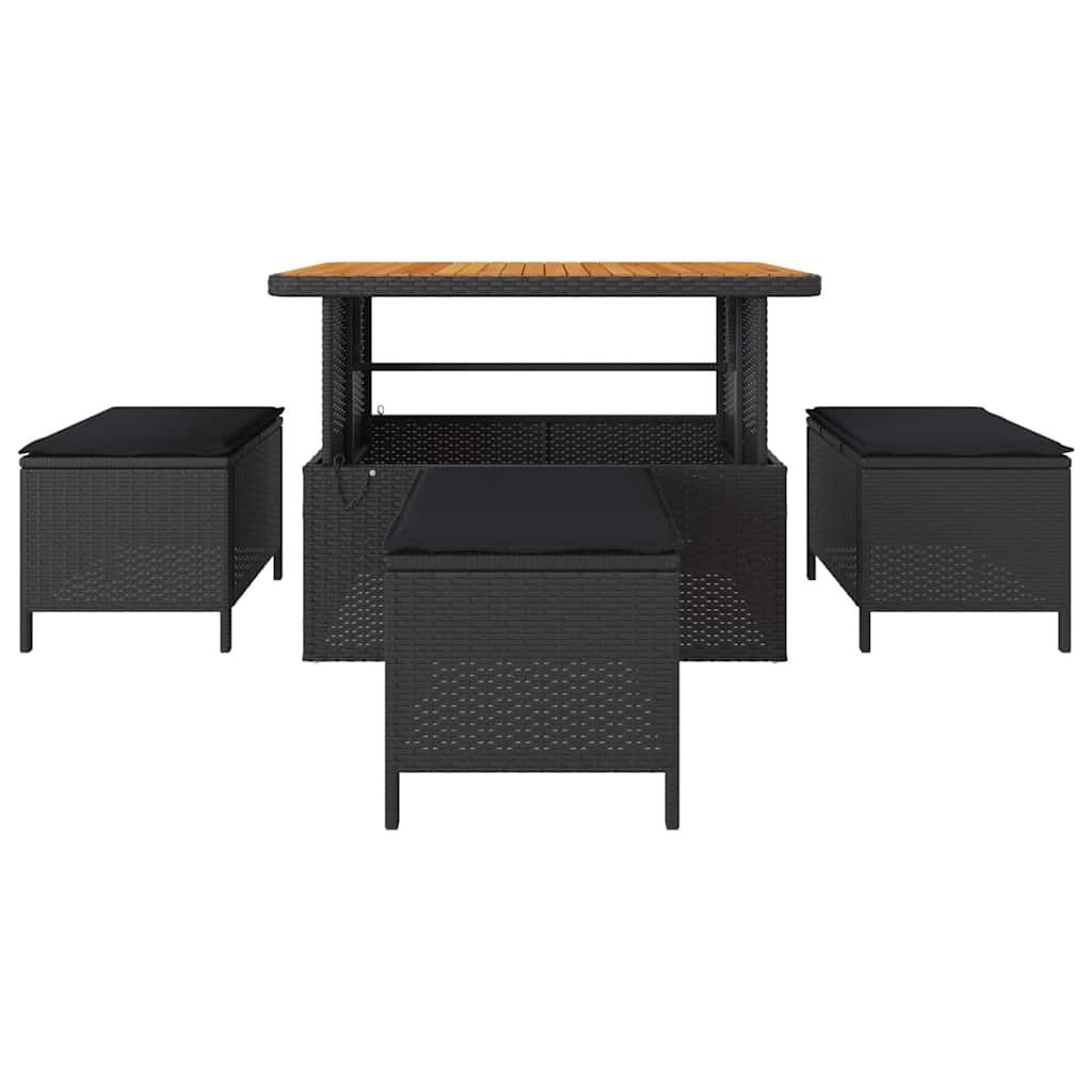 Garten Essgruppe Schwarz Poly-Rattan