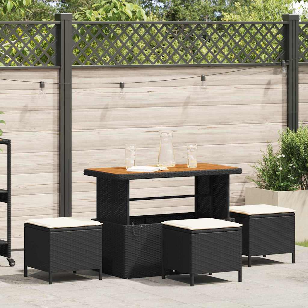 Garten Essgruppe Schwarz Poly-Rattan