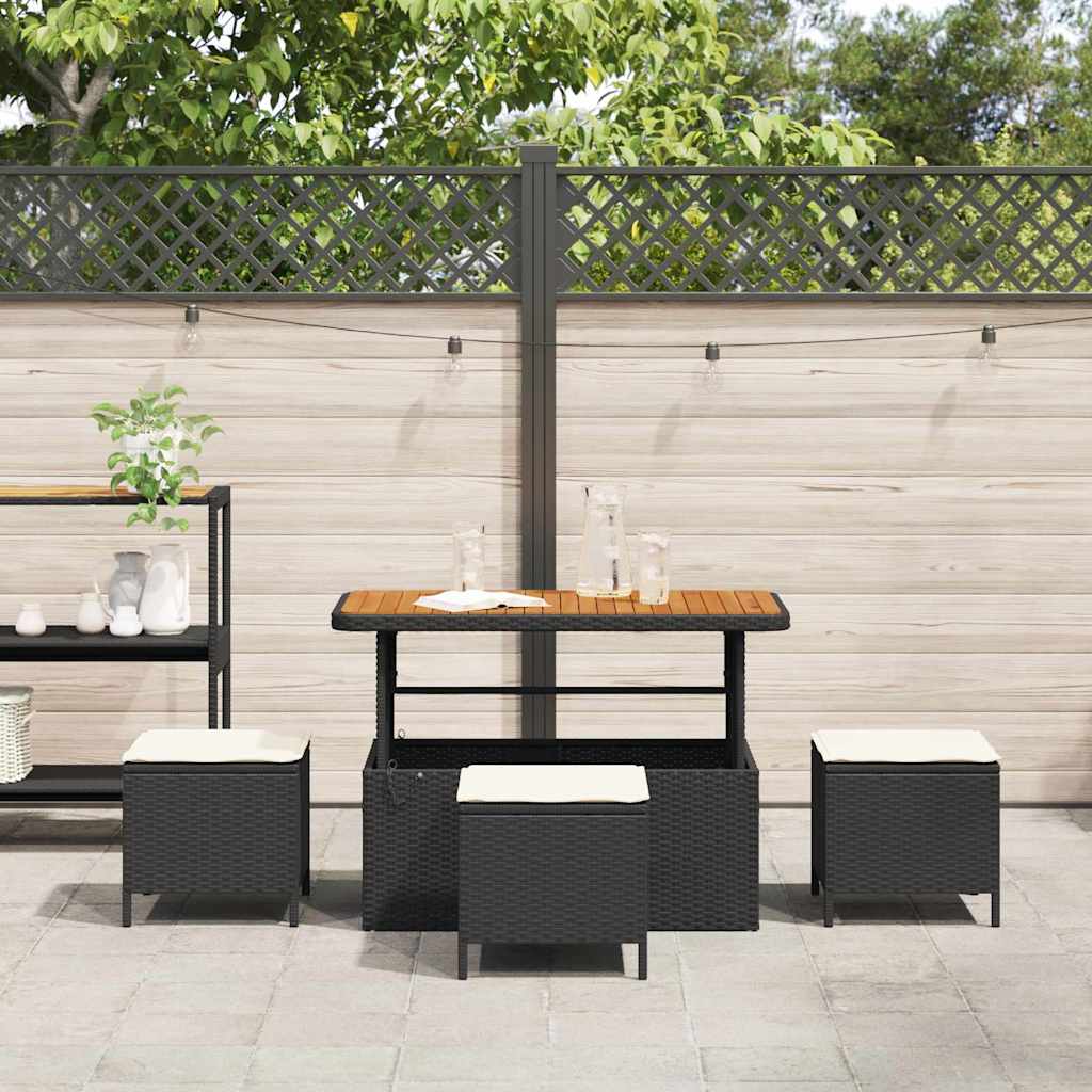 Garten Essgruppe Schwarz Poly-Rattan
