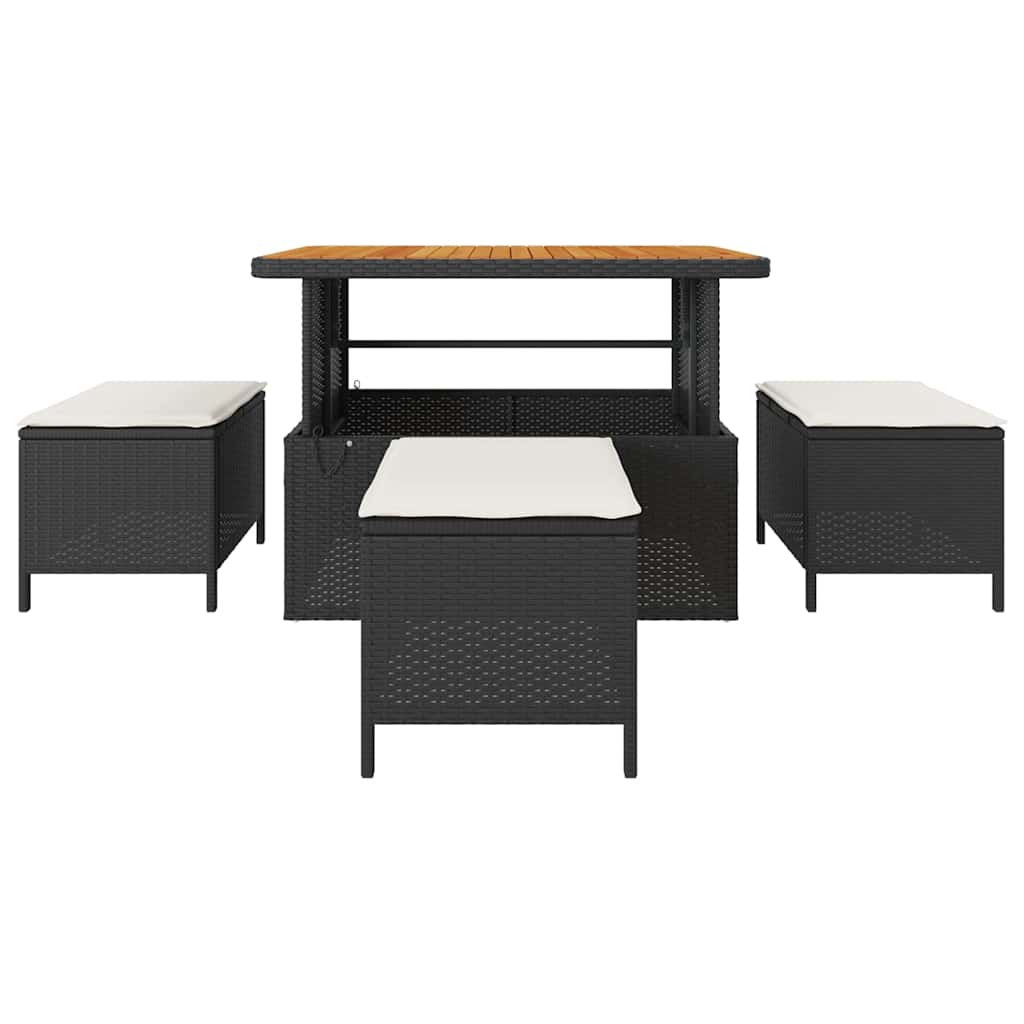 Garten Essgruppe Schwarz Poly-Rattan