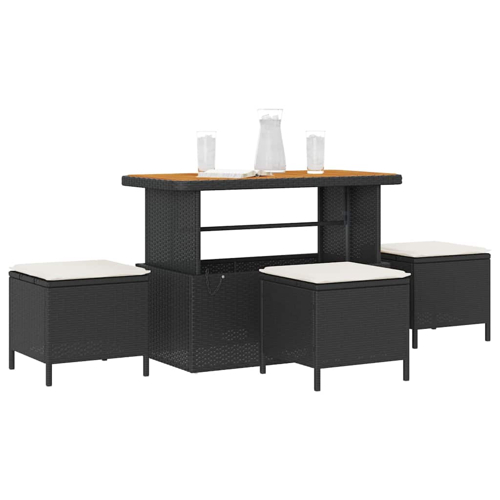 Garten Essgruppe Schwarz Poly-Rattan
