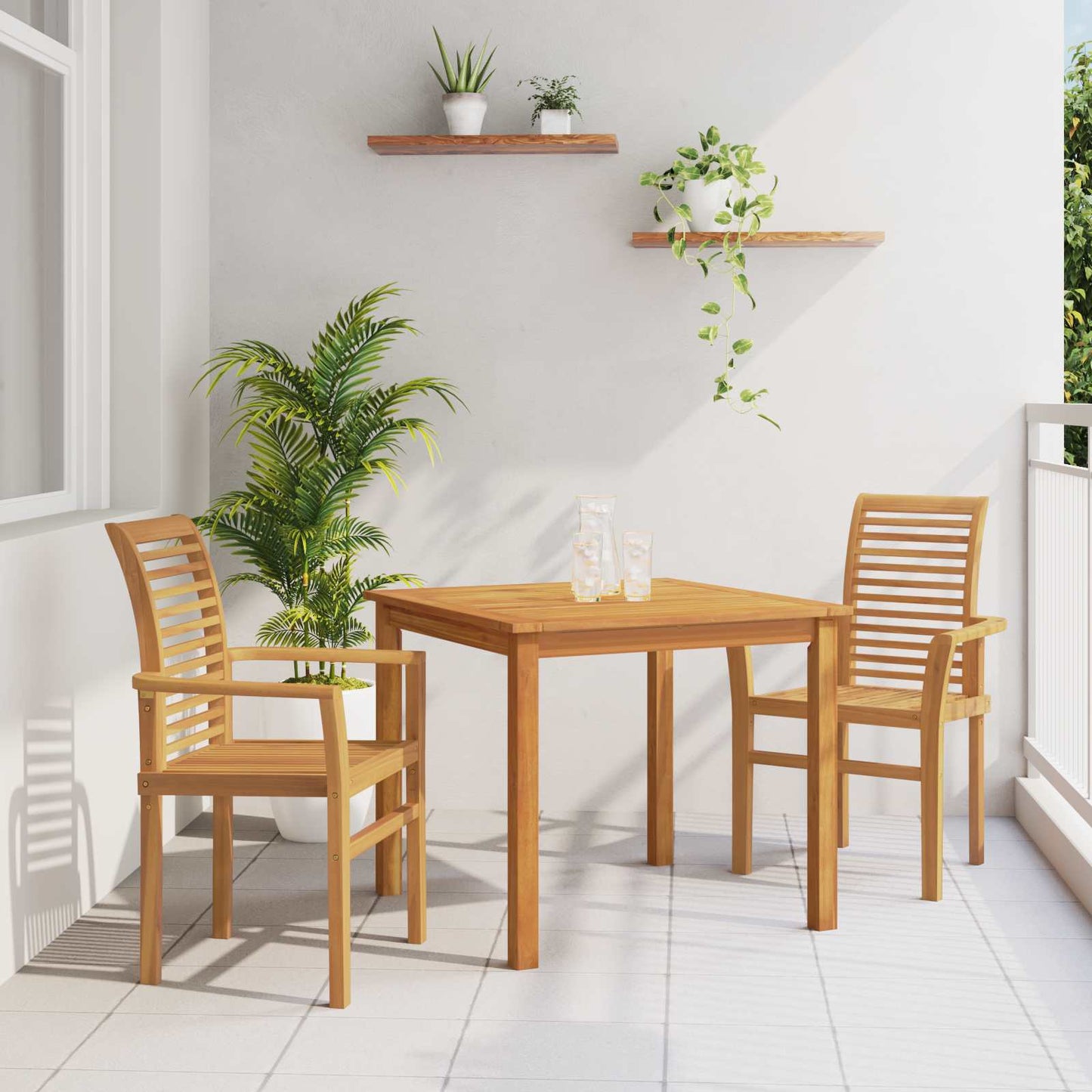 Esszimmerstuhl 2 stk. Massivholz Teak Braun 62 x 55 x 94 cm