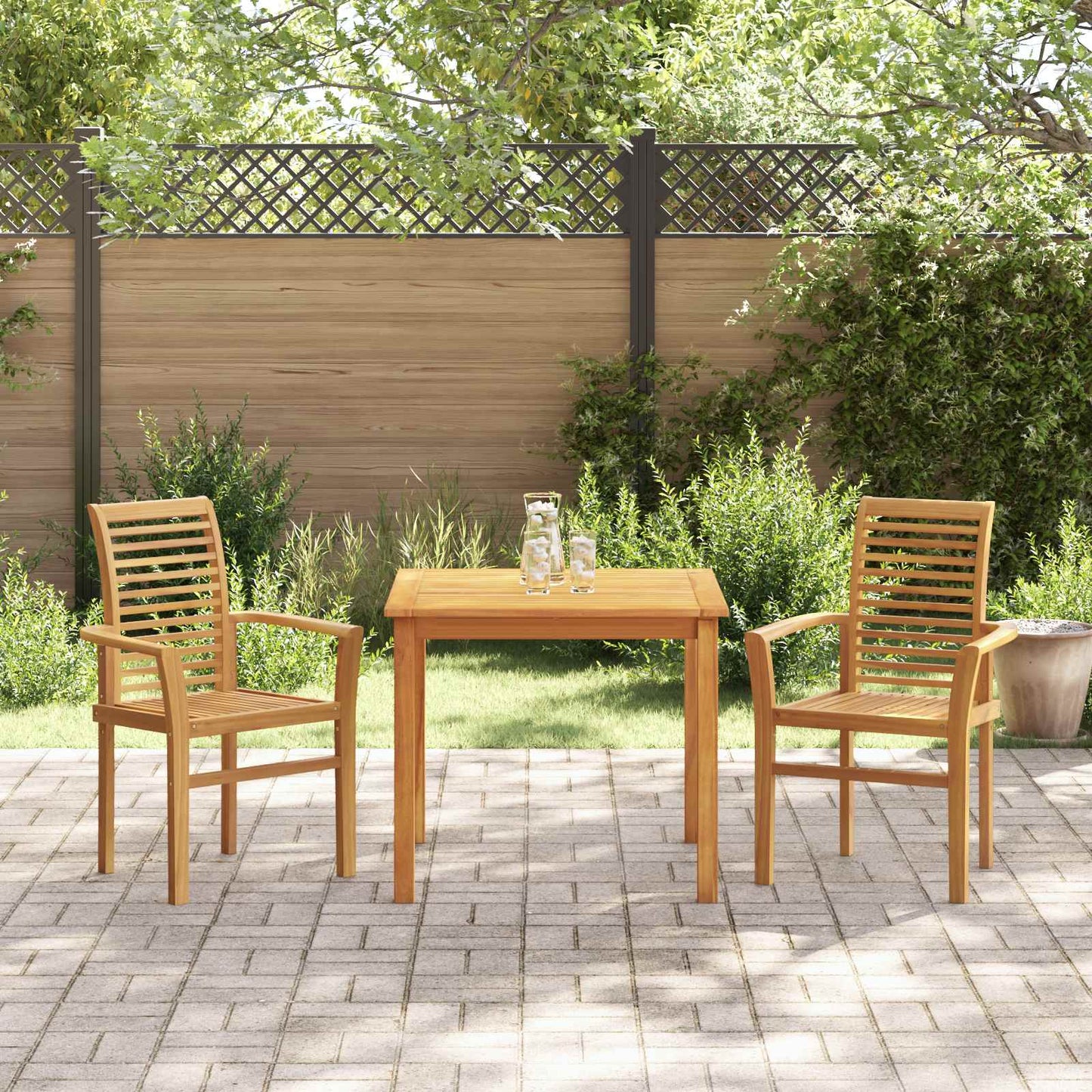 Esszimmerstuhl 2 Stk. Massivholz Teak Braun 62 x 55 x 94 cm