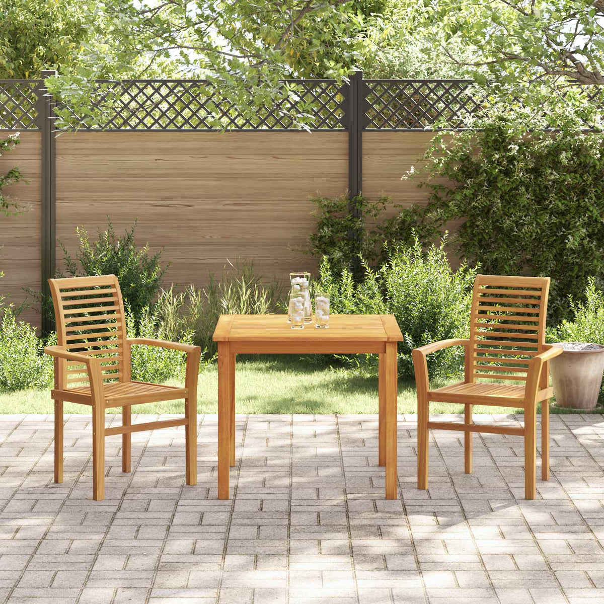 Esszimmerstuhl 2 stk. Massivholz Teak Braun 62 x 55 x 94 cm