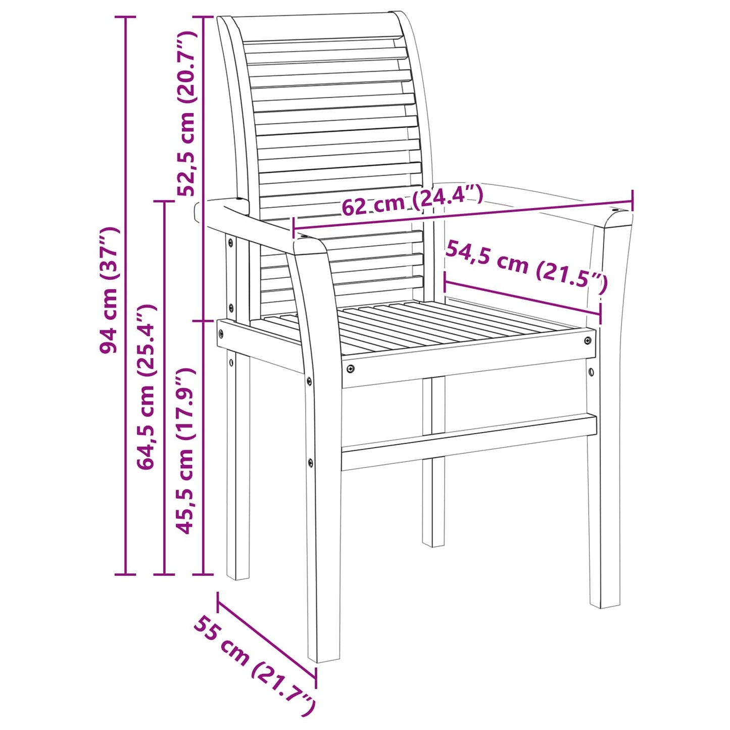 Esszimmerstuhl 2 stk. Massivholz Teak Braun 62 x 55 x 94 cm