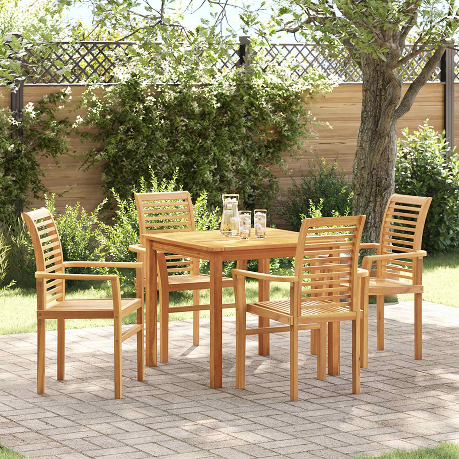 Esszimmerstuhl 4 Stk. Massivholz Teak Braun 62 x 55 x 94 cm