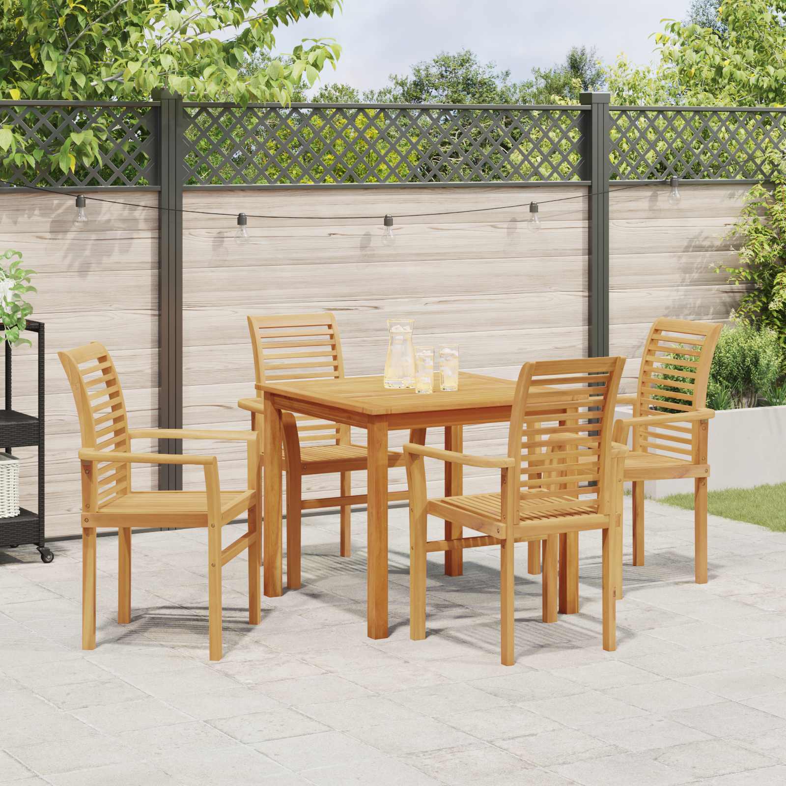 Esszimmerstuhl 4 Stk. Massivholz Teak Braun 62 x 55 x 94 cm