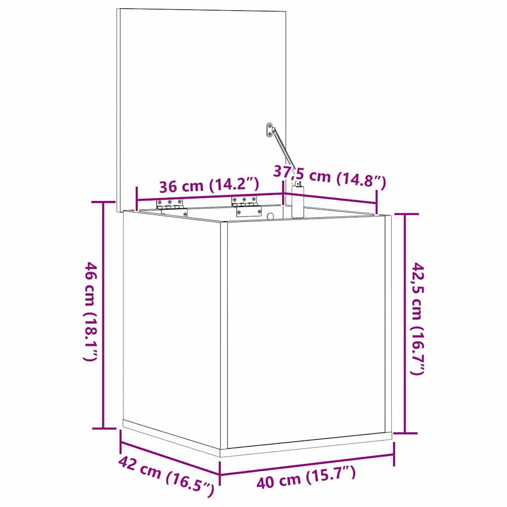 Aufbewahrungsbox Schwarz Eichen-Optik 40 x 42 x 46 cm