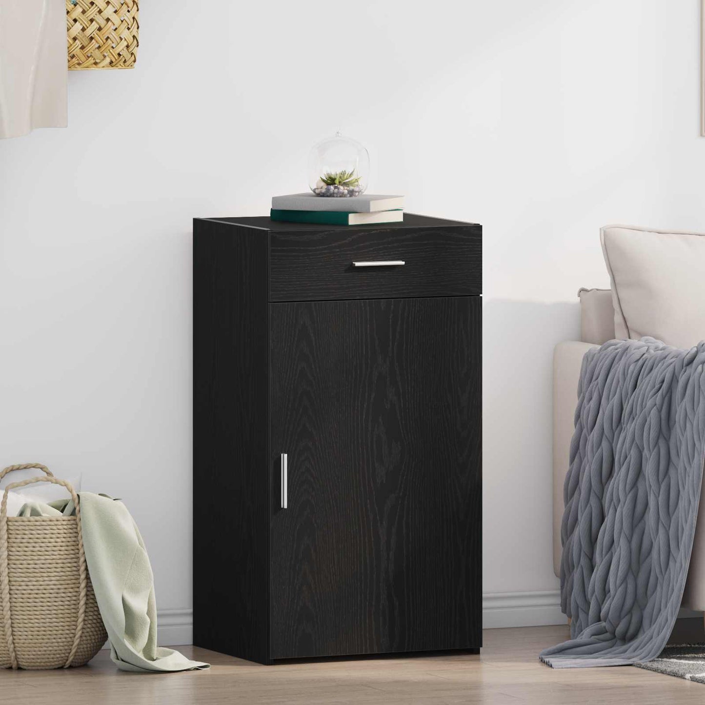 Sideboard Schwarz Eichen-Optik 50 x 42,5 x 93 cm