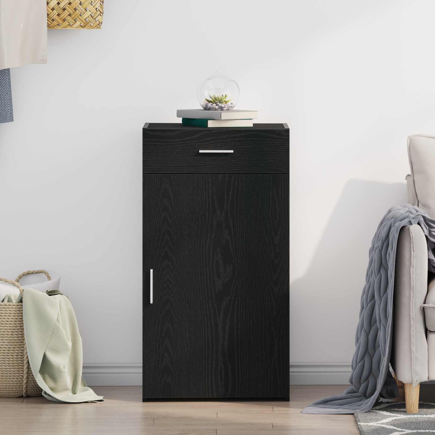 Sideboard Schwarz Eichen-Optik 50 x 42,5 x 93 cm