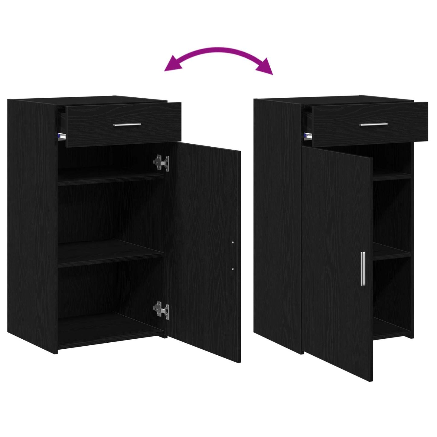 Sideboard Schwarz Eichen-Optik 50 x 42,5 x 93 cm