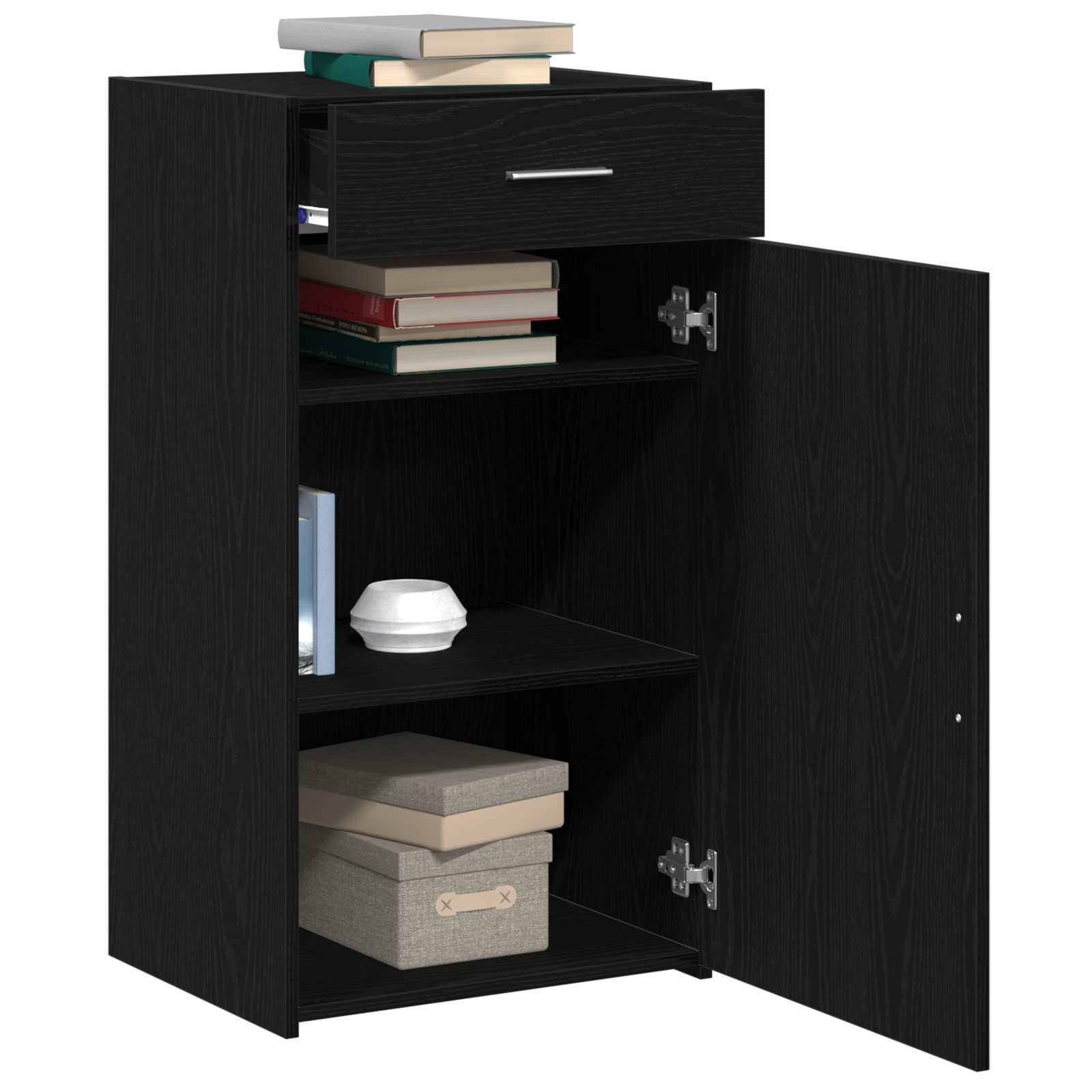 Sideboard Schwarz Eichen-Optik 50 x 42,5 x 93 cm