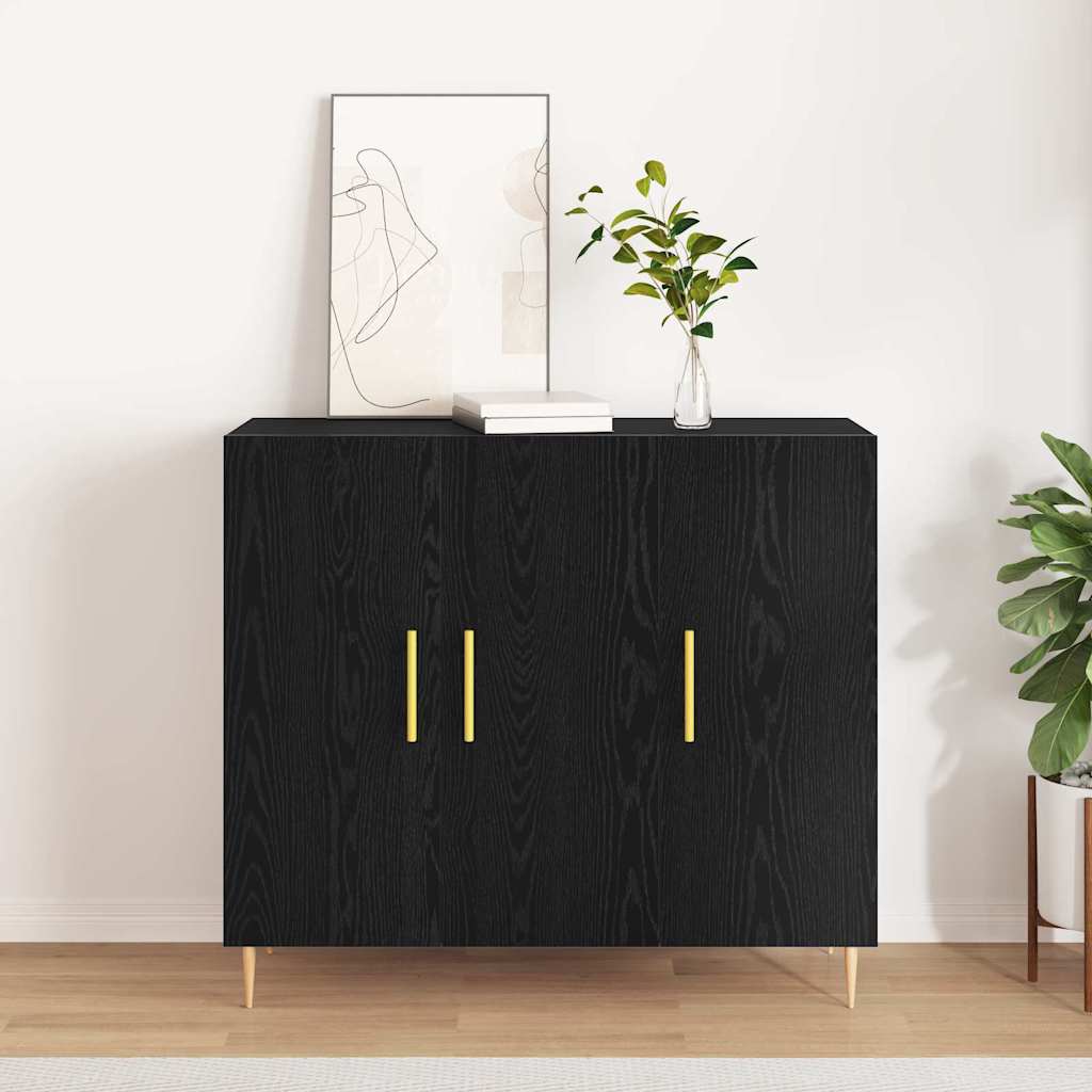 Sideboard Schwarz Eichen-Optik 90 x 34 x 80 cm Holzwerkstoff
