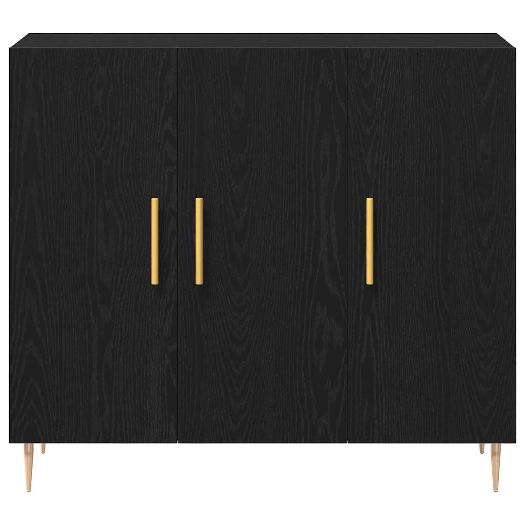 Sideboard Schwarz Eichen-Optik 90 x 34 x 80 cm Holzwerkstoff