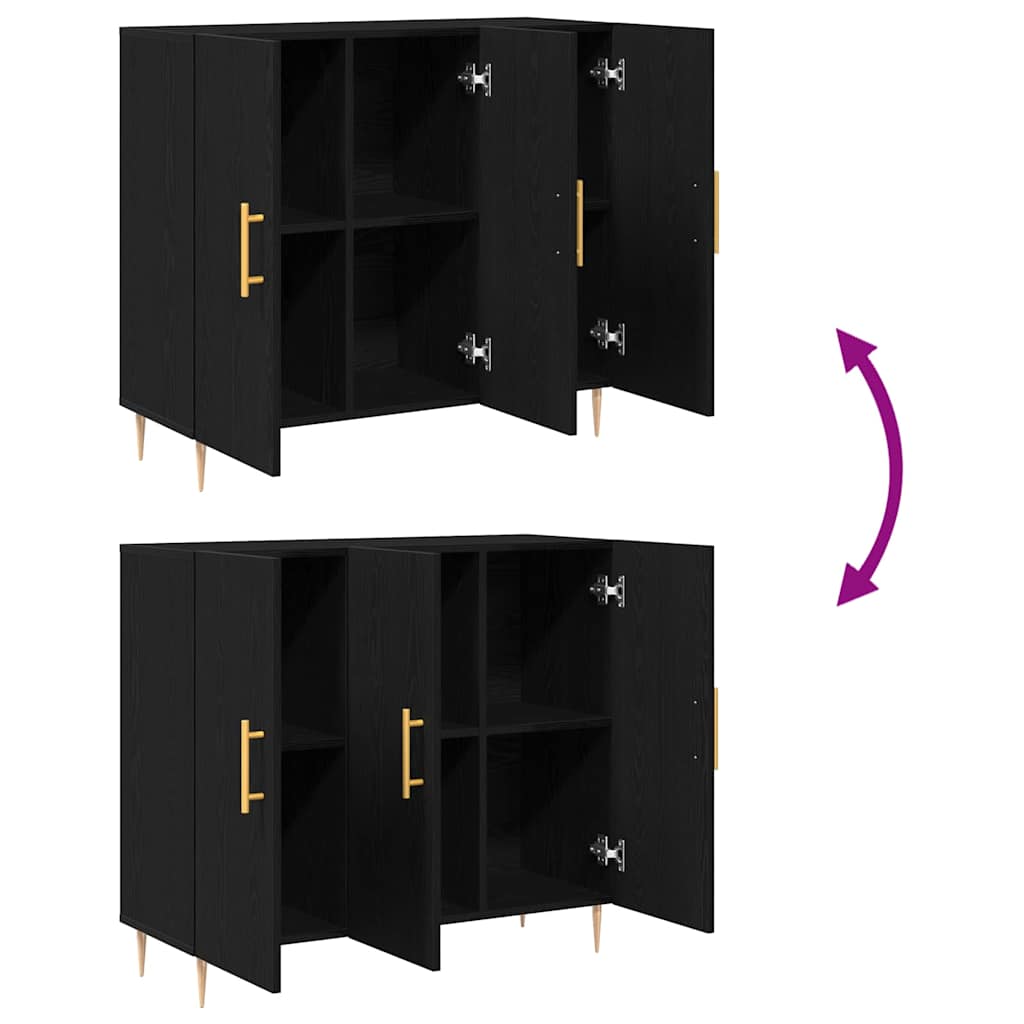 Sideboard Schwarz Eichen-Optik 90 x 34 x 80 cm Holzwerkstoff