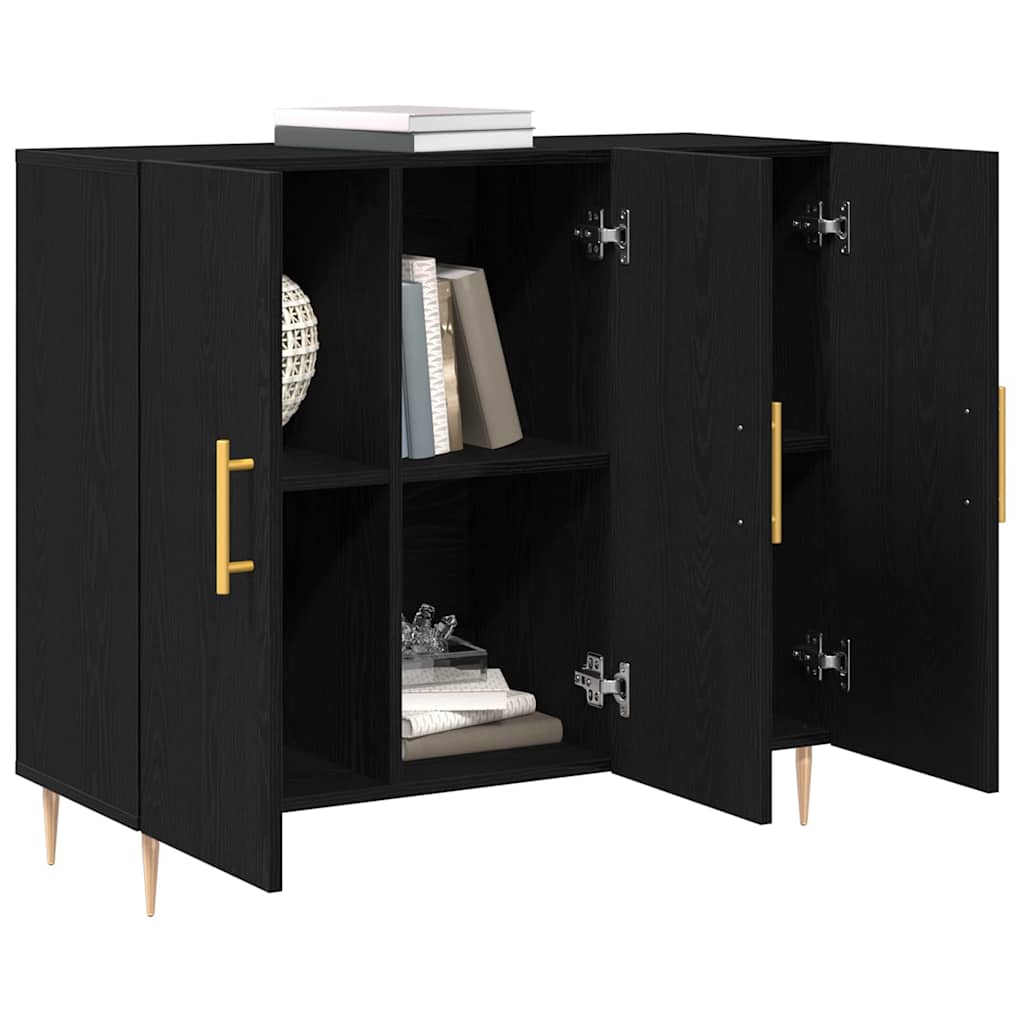 Sideboard Schwarz Eichen-Optik 90 x 34 x 80 cm Holzwerkstoff