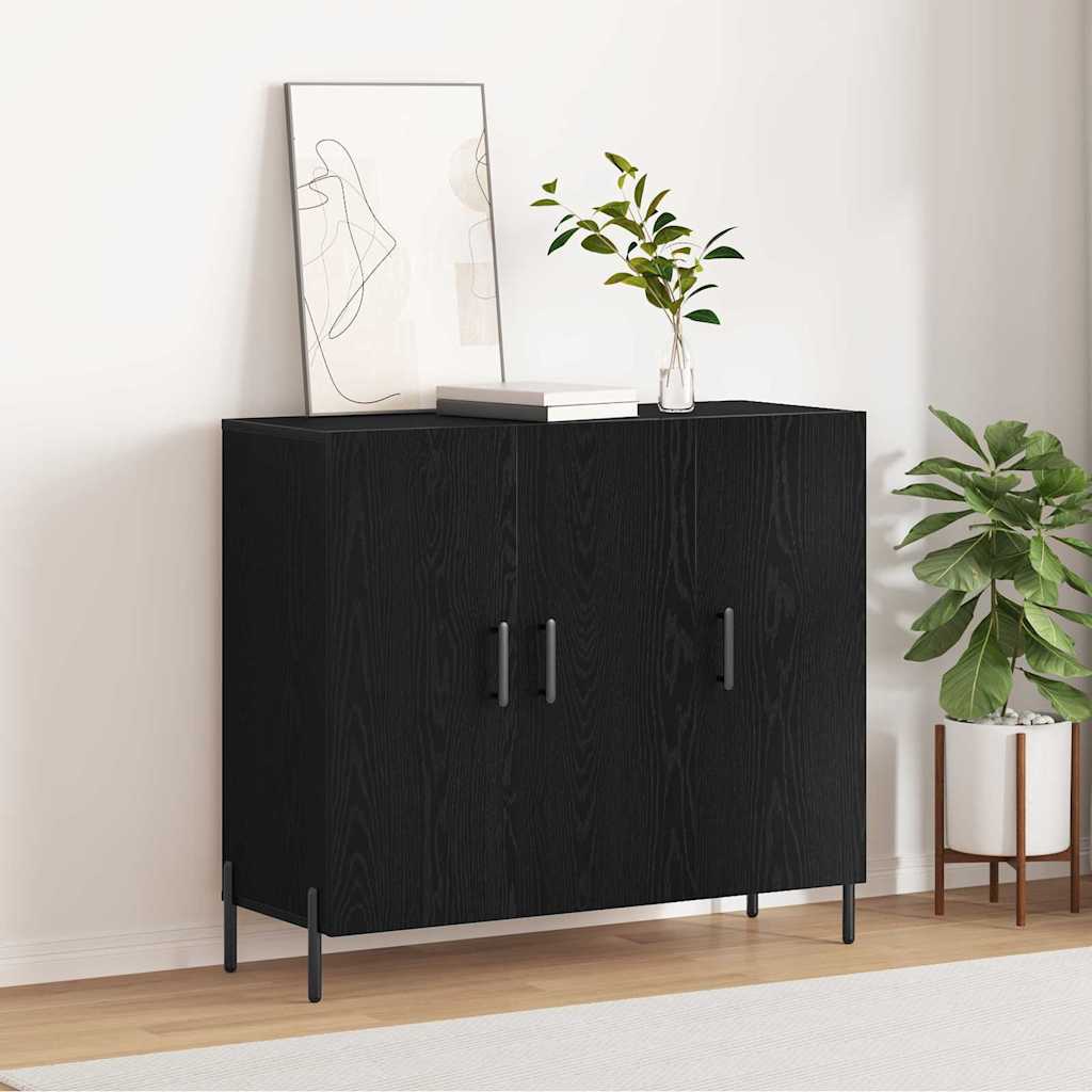 Sideboard Schwarz Eichen-Optik 90 x 34 x 80 cm Holzwerkstoff