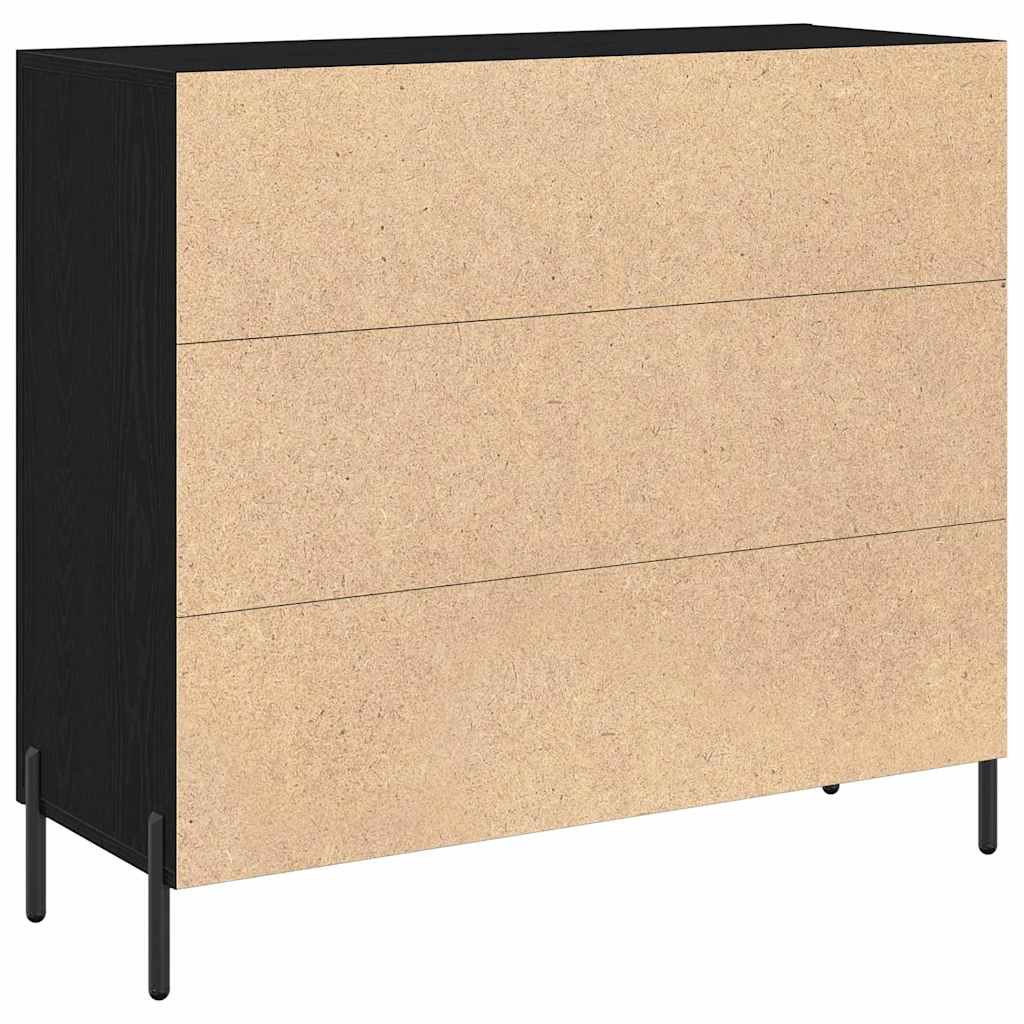 Sideboard Schwarz Eichen-Optik 90 x 34 x 80 cm Holzwerkstoff