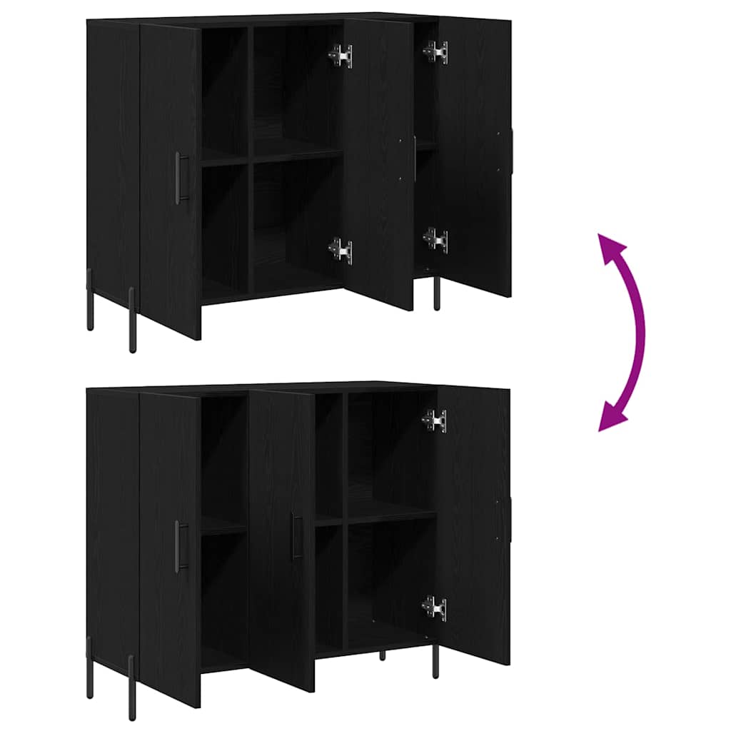 Sideboard Schwarz Eichen-Optik 90 x 34 x 80 cm Holzwerkstoff