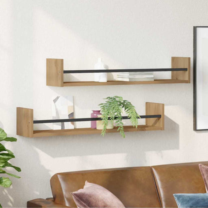 Wandregal 2 stk. Artisan-Eiche 80 x 16 x 14 cm