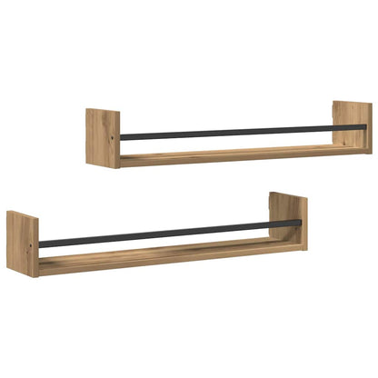 Wandregal 2 stk. Artisan-Eiche 80 x 16 x 14 cm