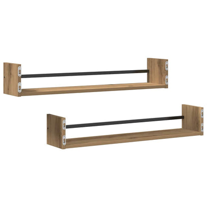 Wandregal 2 stk. Artisan-Eiche 80 x 16 x 14 cm