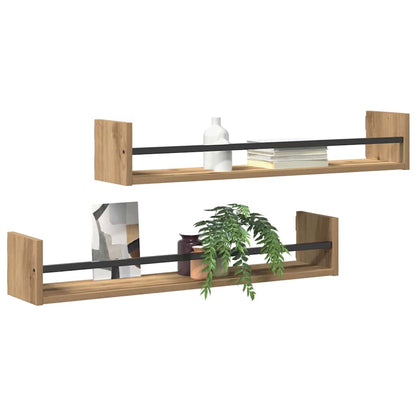 Wandregal 2 stk. Artisan-Eiche 80 x 16 x 14 cm