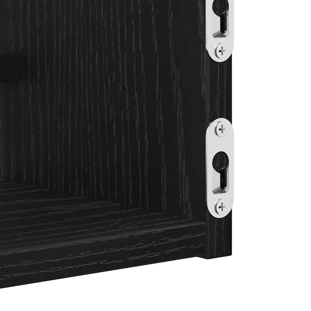 Wandregal mit Regal 2 pcs Schwarz Eichen-Optik 80 x 16 x 14 cm