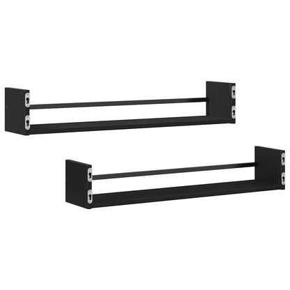 Wandregal 2 stk. Schwarz Eichen-Optik 80 x 16 x 14 cm