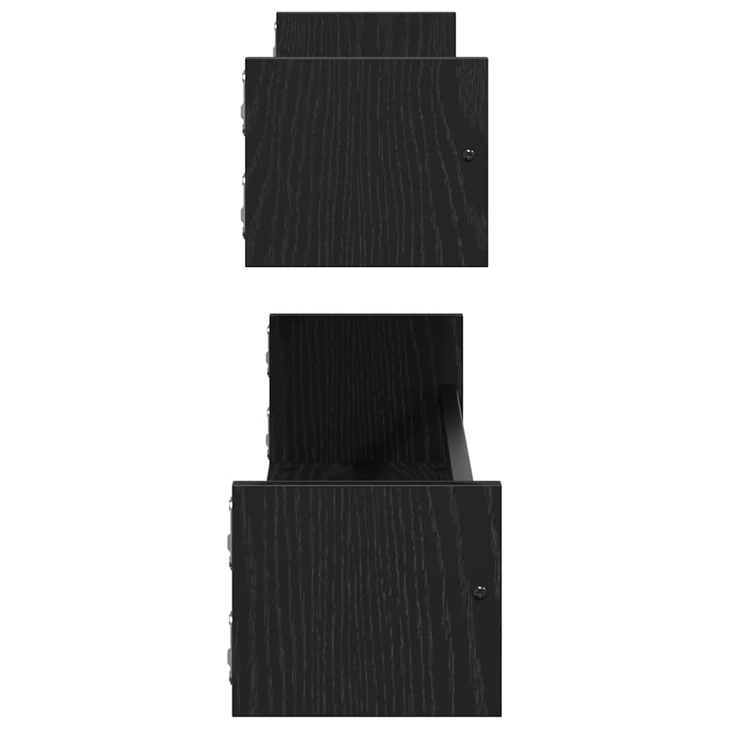 Wandregal mit Regal 2 pcs Schwarz Eichen-Optik 80 x 16 x 14 cm