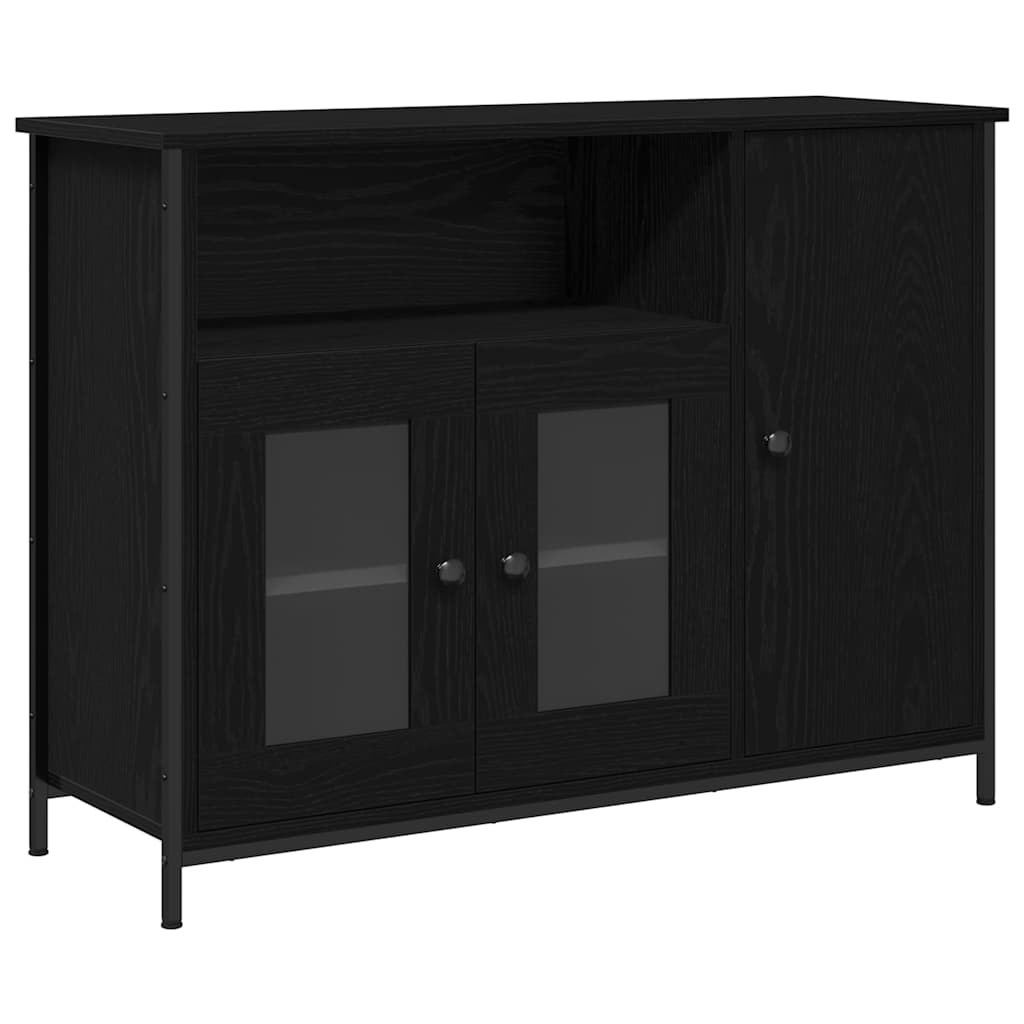 Sideboard Schwarz Eichen-Optik 100 x 35 x 75 cm