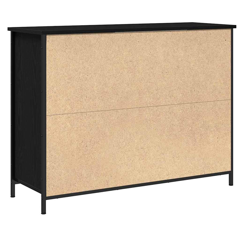Sideboard Schwarz Eichen-Optik 100 x 35 x 75 cm