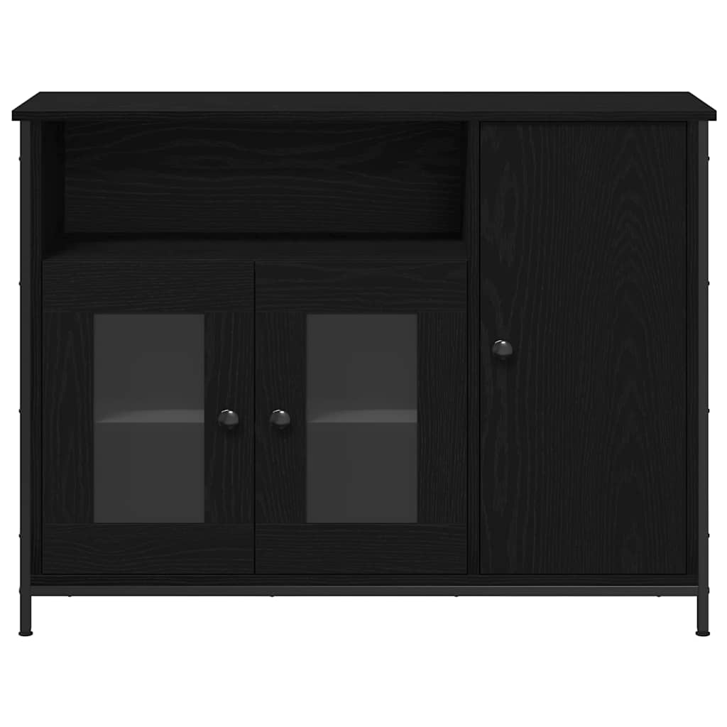 Sideboard Schwarz Eichen-Optik 100 x 35 x 75 cm